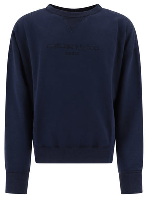 MAISON MARGIELA Navy Blue Embroidered Logo Cotton Sweatshirt for Men