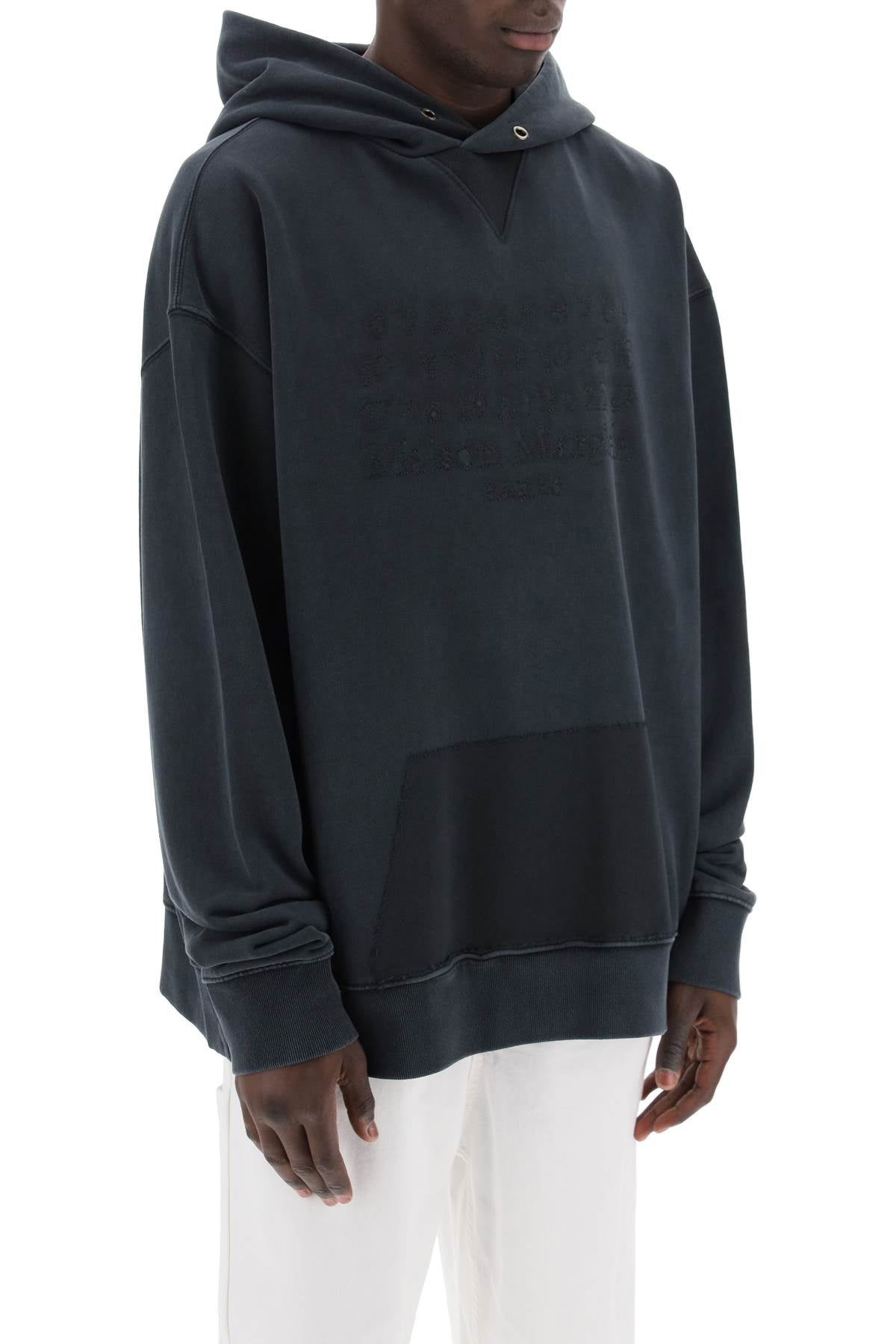 MAISON MARGIELA Men's Tonal Reverse Logo Hoodie with Deconstructed Details - SS24