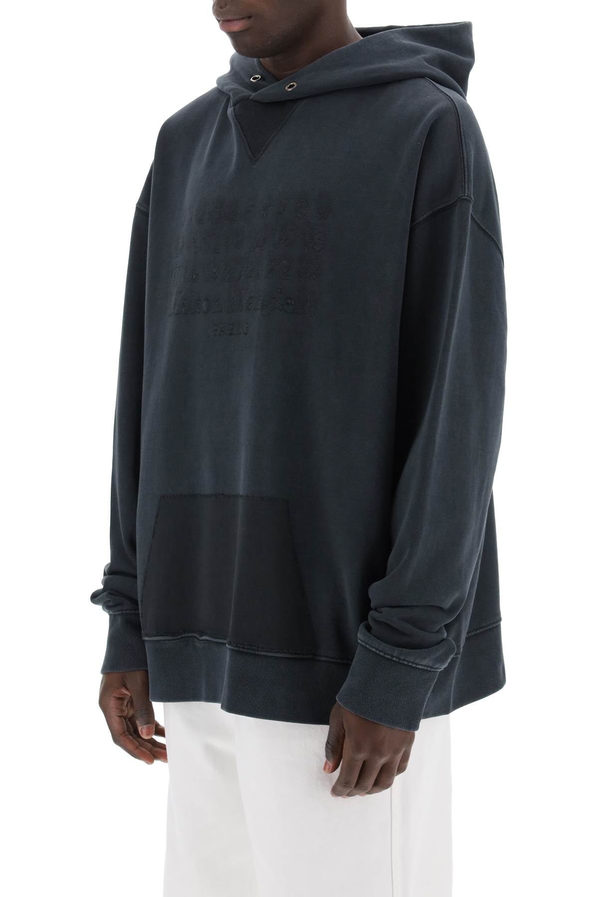 MAISON MARGIELA Men's Tonal Reverse Logo Hoodie with Deconstructed Details - SS24