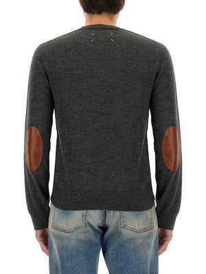 MAISON MARGIELA Men's Wool T-Shirt with Sheepskin Detailing - Size L