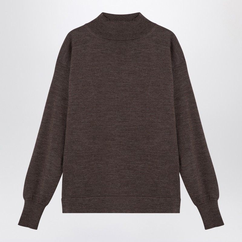 MAISON MARGIELA Elegant Brown Virgin Wool Turtleneck Sweater