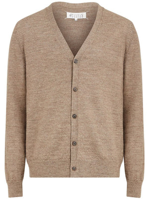 MAISON MARGIELA Fine Knit Cardigan with Elbow Patches for Men