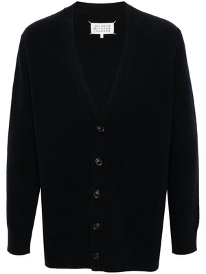 MAISON MARGIELA Elegant Black Wool V-Neck Cardigan