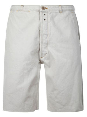 MAISON MARGIELA Cotton Denim Shorts for Men | Raw Edges, Button Closure, and Belt Loops