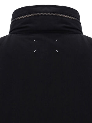 MAISON MARGIELA BLACK COTTON BLEND FRONT PRESS-STUD JACKET