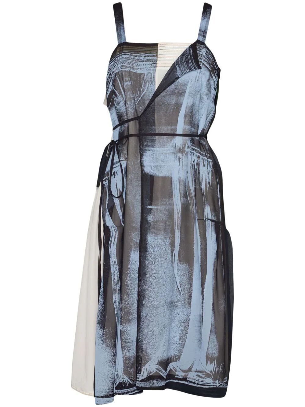 MAISON MARGIELA Elegant Silk Midi Dress with Adjustable Waist