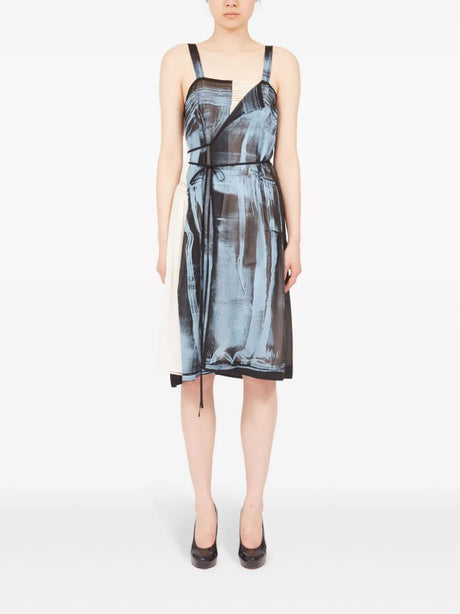 MAISON MARGIELA Elegant Silk Midi Dress with Adjustable Waist