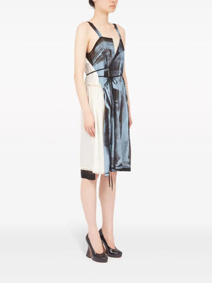 MAISON MARGIELA Elegant Silk Midi Dress with Adjustable Waist