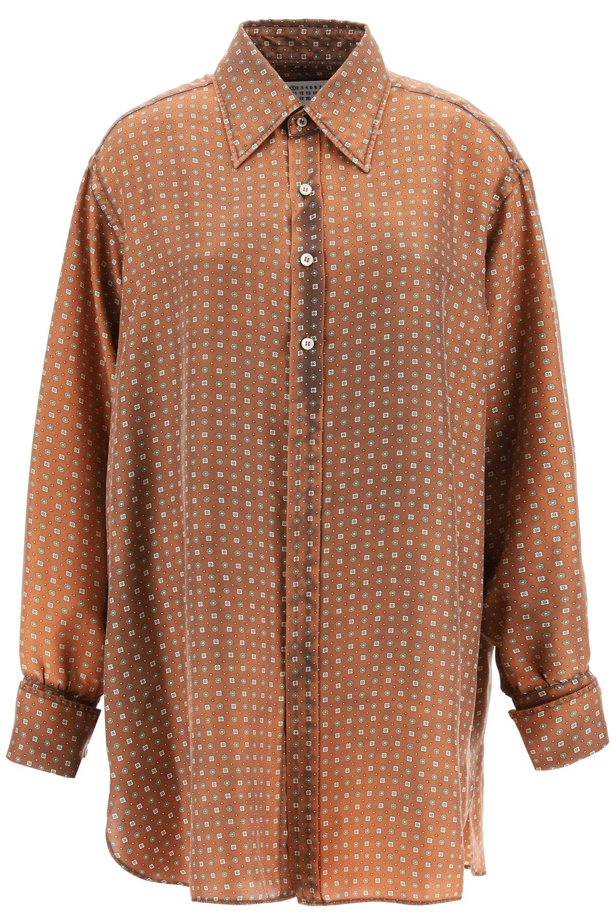 MAISON MARGIELA Oversized Printed Silk Shirt for Women - Brown