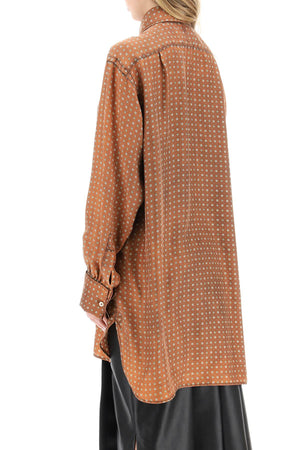 MAISON MARGIELA Oversized Printed Silk Shirt for Women - Brown