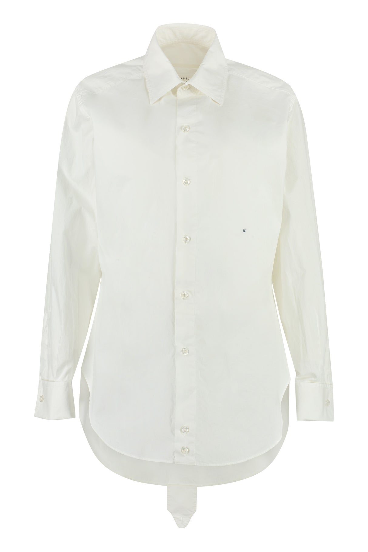 MAISON MARGIELA Asymmetric Hem Long Sleeve Cotton Shirt for Women