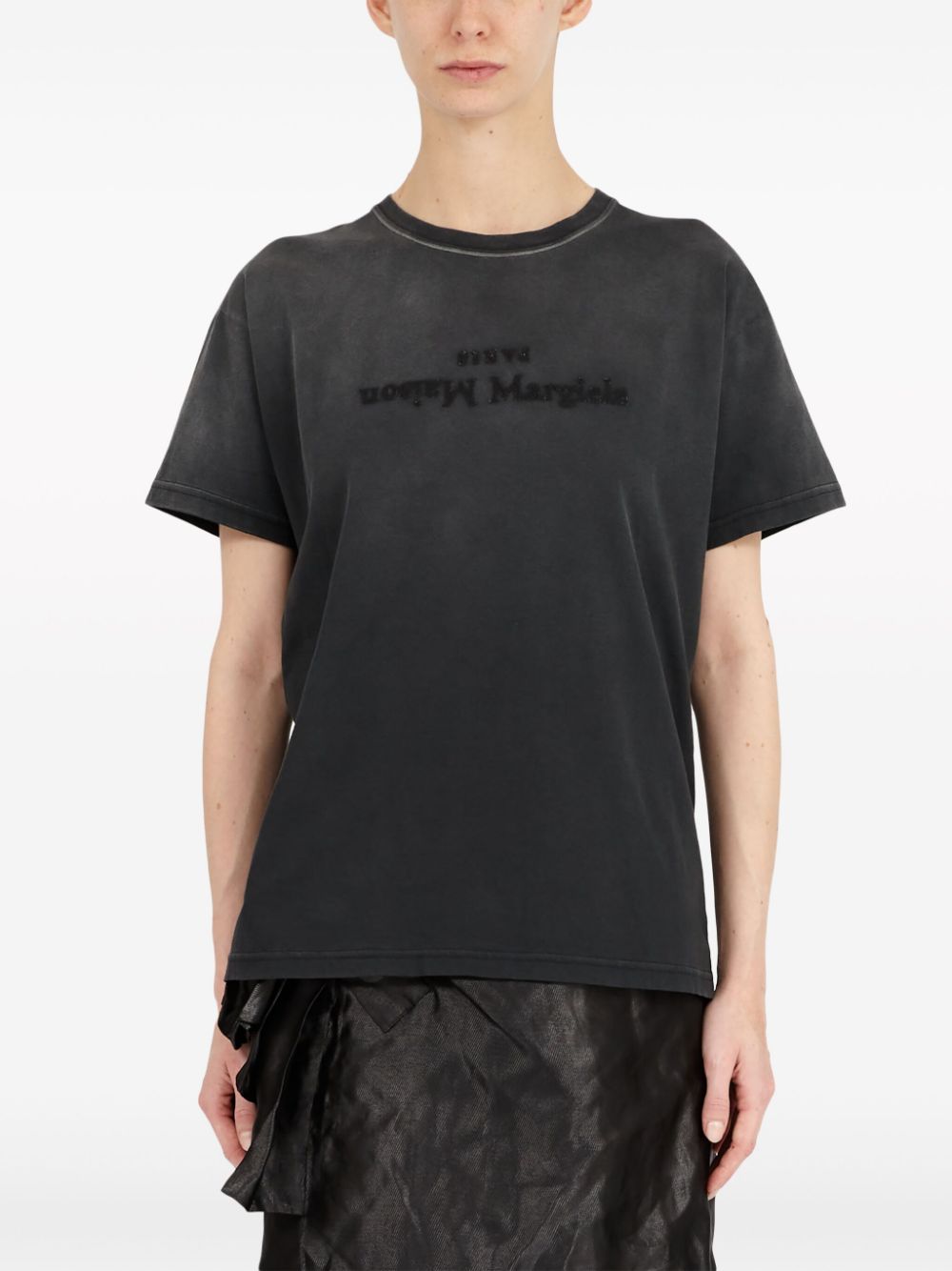 MAISON MARGIELA Reverse Logo Embroidered T-Shirt for Women in Grey for SS24