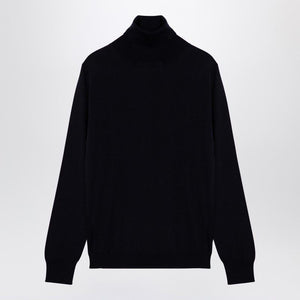 MAISON MARGIELA  Navy Blue BLUE TURTLENECK SWEATER IN WOOL