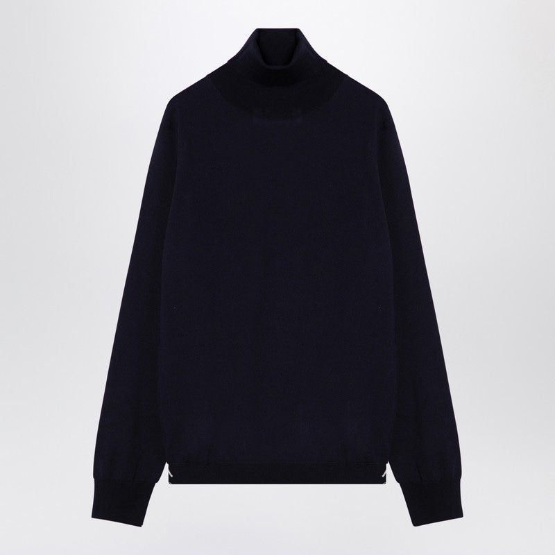 MAISON MARGIELA Men's Turtleneck Pullover in Navy Blue Wool