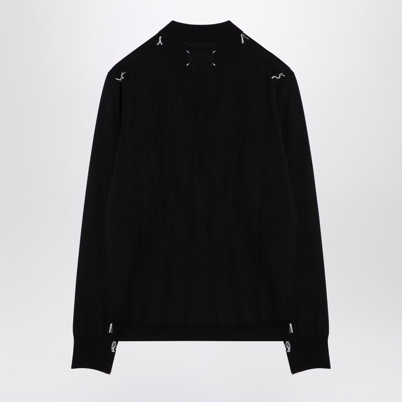 MAISON MARGIELA Men's Classic Black Wool Crew-Neck Jumper