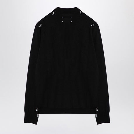 MAISON MARGIELA Men's Classic Black Wool Crew-Neck Jumper