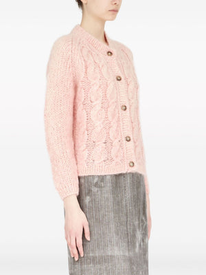 MAISON MARGIELA Chic Pink Knit Cardigan - Women's Fashion, Spring/Summer 2024