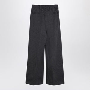 MAISON MARGIELA High-Waisted Wide Leg Trousers in Anthracite Melange