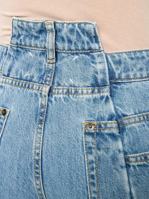 Quần jeans cắt xẻ màu xanh đậm