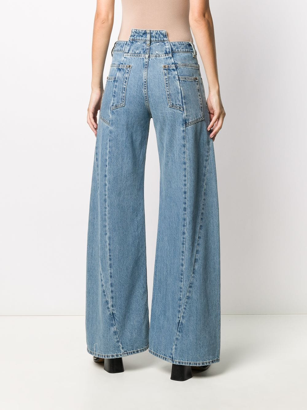 MAISON MARGIELA Chic Cut-Out Waist Wide Leg Denim Jeans