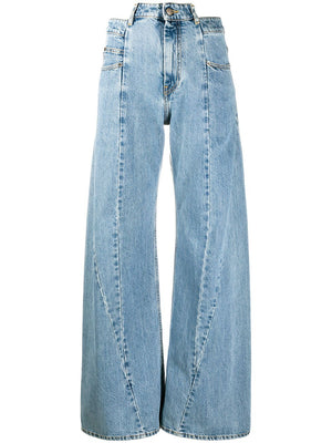 MAISON MARGIELA Chic Cut-Out Waist Wide Leg Denim Jeans