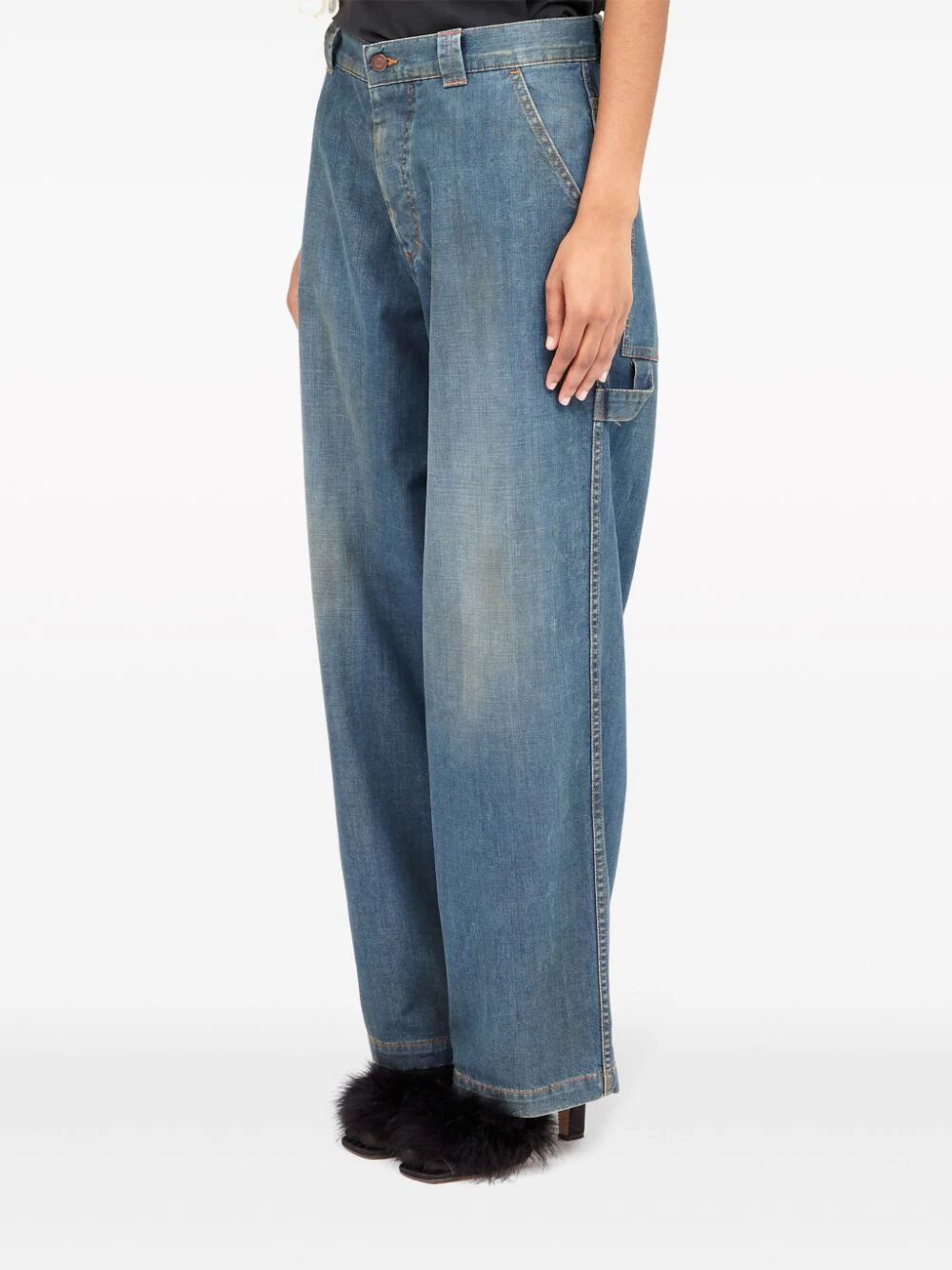 MAISON MARGIELA Women's Blue Wide Leg Jeans – SS24 Collection
