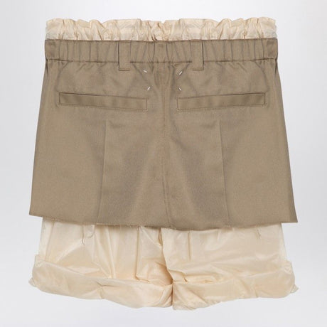 MAISON MARGIELA Beige Mini Skirt Trousers with Layered Design