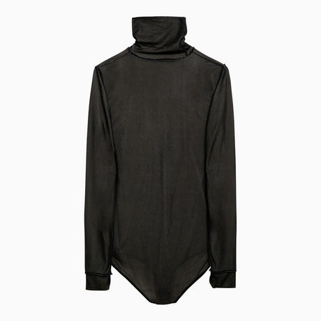 MAISON MARGIELA High Collar Long Sleeve Semi-Sheer Mini T-Shirt Bodysuit