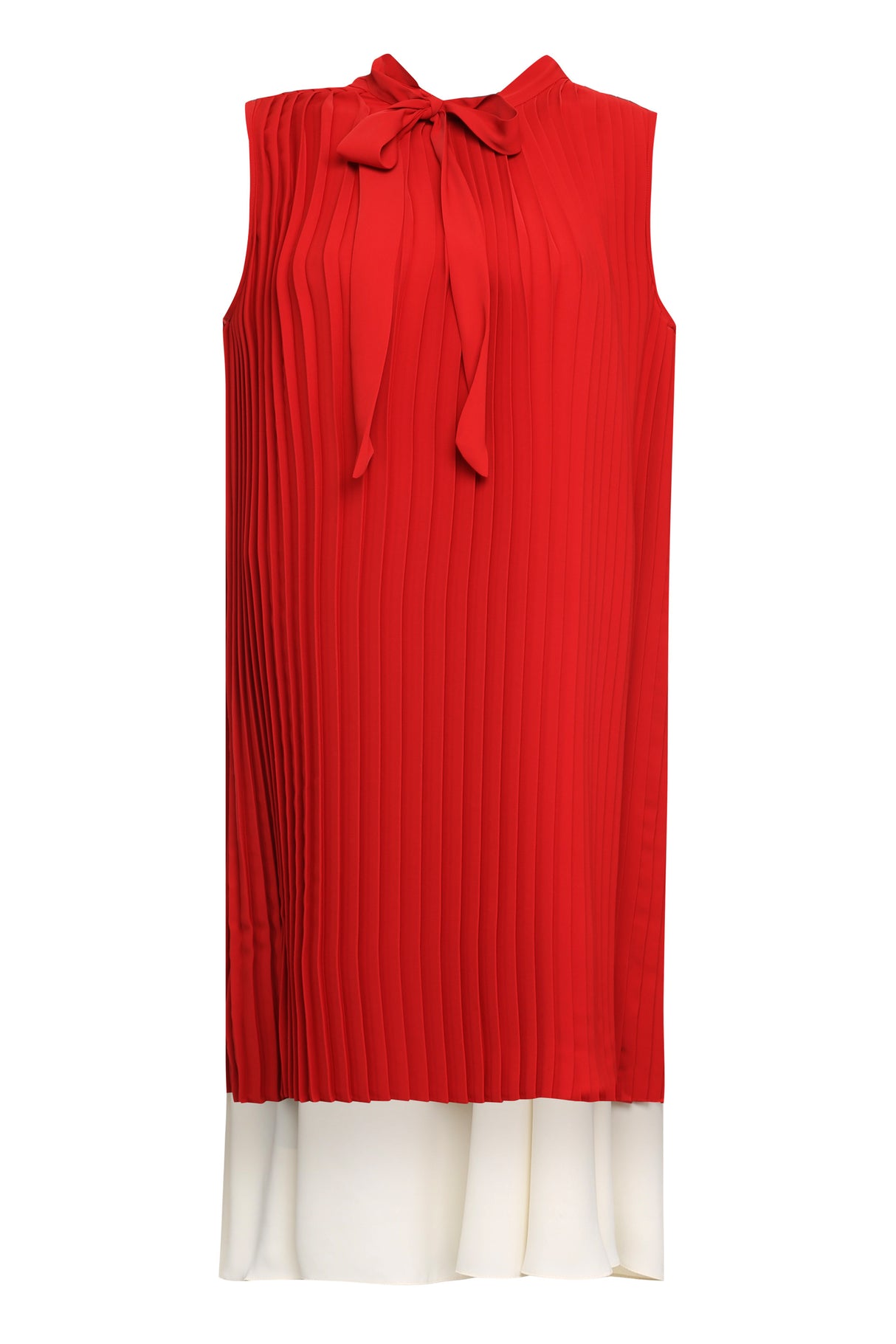 MM6 MAISON MARGIELA Red Pleated Layered Dress with Bow Fastening for Women