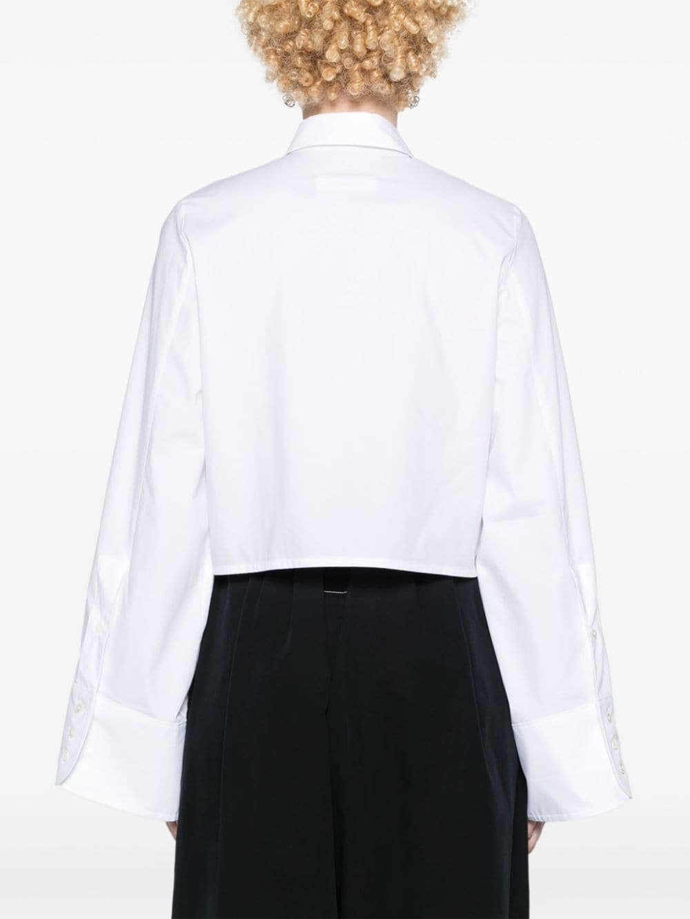 MM6 MAISON MARGIELA Cropped White Cotton Poplin Shirt