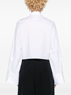 MM6 MAISON MARGIELA Cropped White Cotton Poplin Shirt