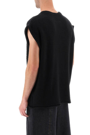 MM6 MAISON MARGIELA Black Ribbed Wool Vest for Women