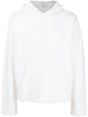 MM6 MAISON MARGIELA Men's Virgin Wool Knit Hoodie with Intarsia Logo Design in White