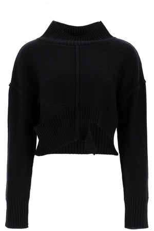 MM6 MAISON MARGIELA Chic Destroyed Wool-Blend Cropped Sweater