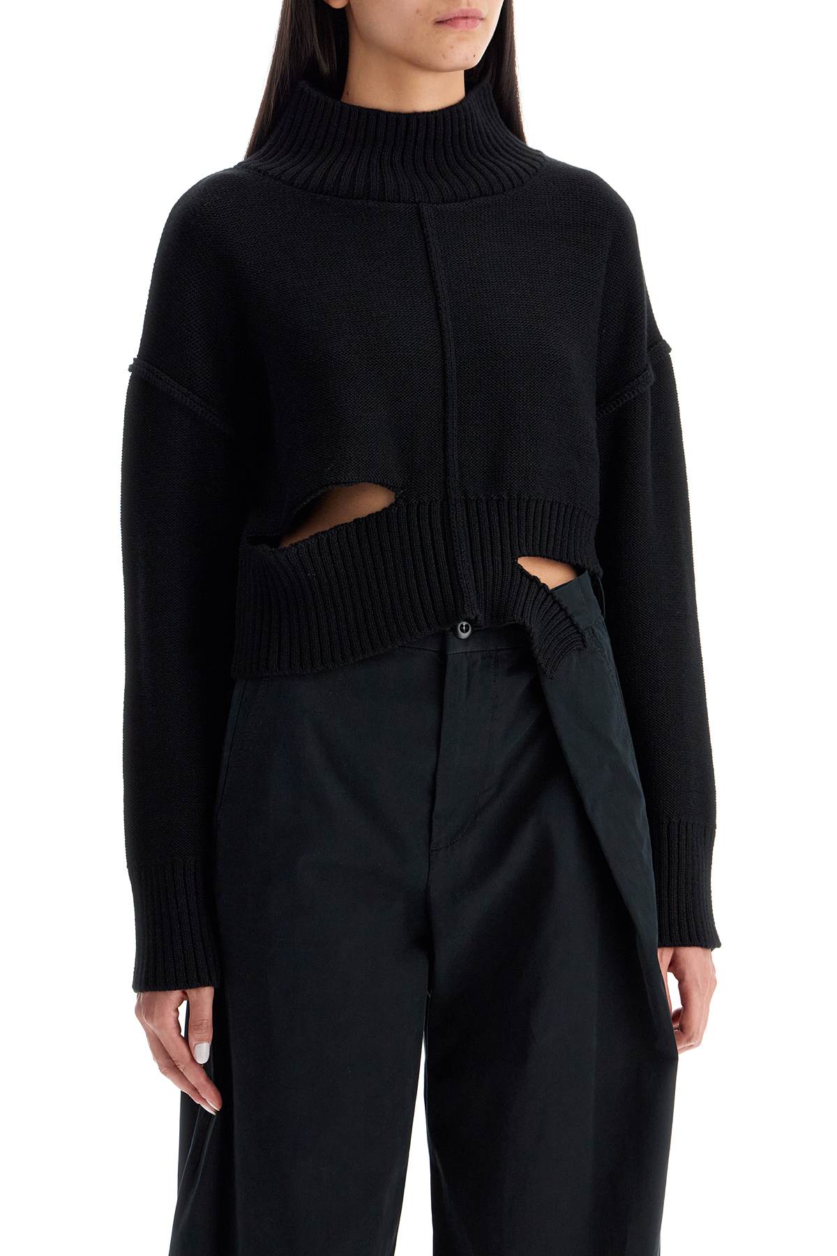 MM6 MAISON MARGIELA Chic Destroyed Wool-Blend Cropped Sweater