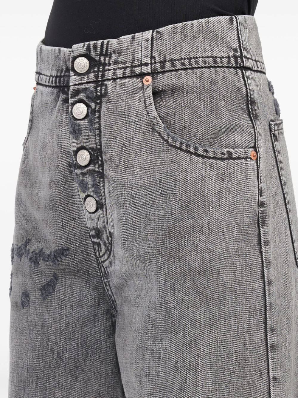 MM6 MAISON MARGIELA Distressed High-Rise Wide-Leg Jeans