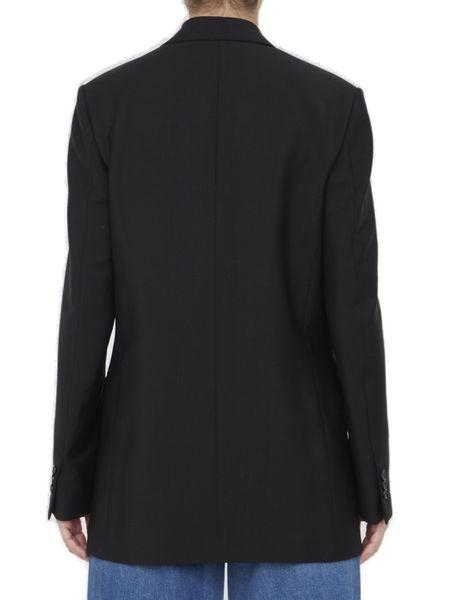 Áo khoác đôi dáng dài đen in đa sợi lông cừu - SS24
