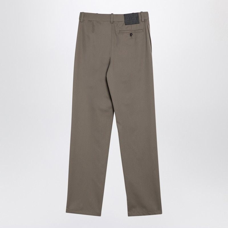 LOEWE Chic Khaki Silk-Cotton Trousers for Women