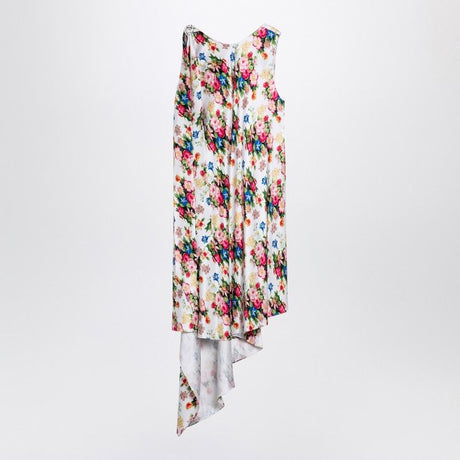 LOEWE Asymmetrical Floral Print Silk Mini Dress