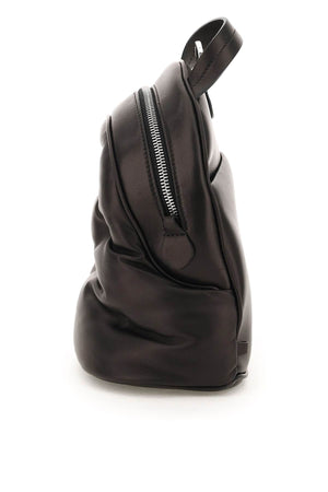 MAISON MARGIELA Black Quilted Leather Backpack for Men with Logo Appliqué and Detachable Strap