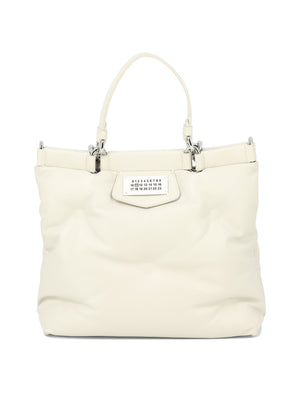 MAISON MARGIELA Chic Mini Glam Quilted Leather Handbag with Detachable Strap - White