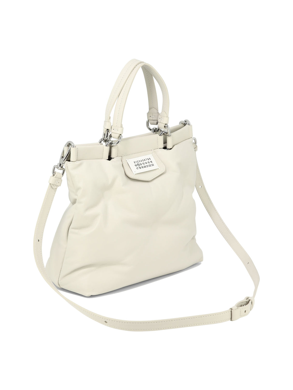 MAISON MARGIELA Chic Mini Glam Quilted Leather Handbag with Detachable Strap - White