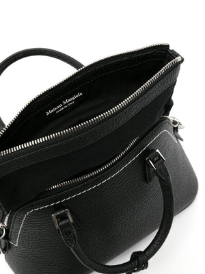 MAISON MARGIELA Black Grained Texture Layered Handbag for Women