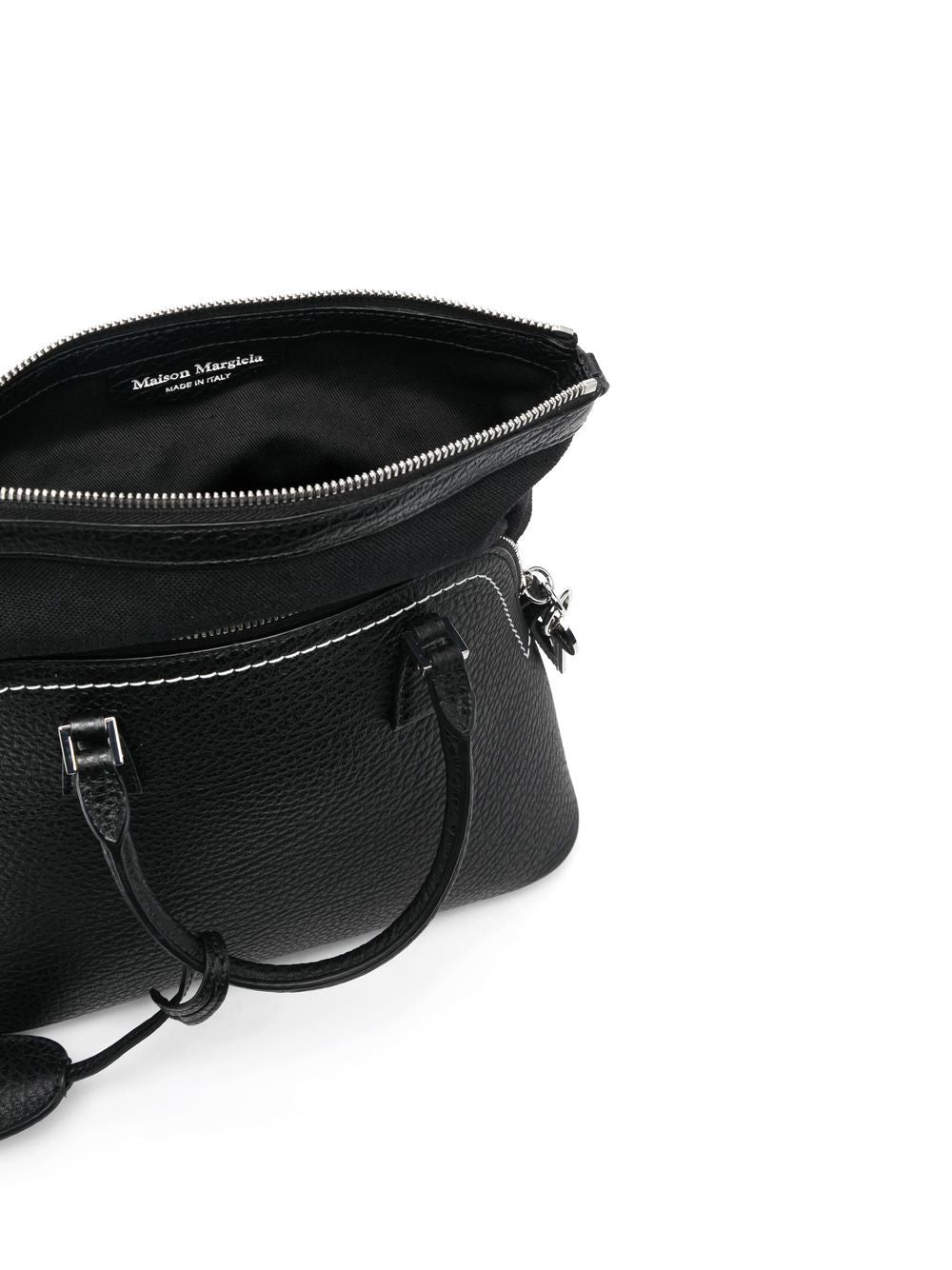 Sleek Black Leather Shoulder Bag for Women - MAISON MARGIELA 5AC