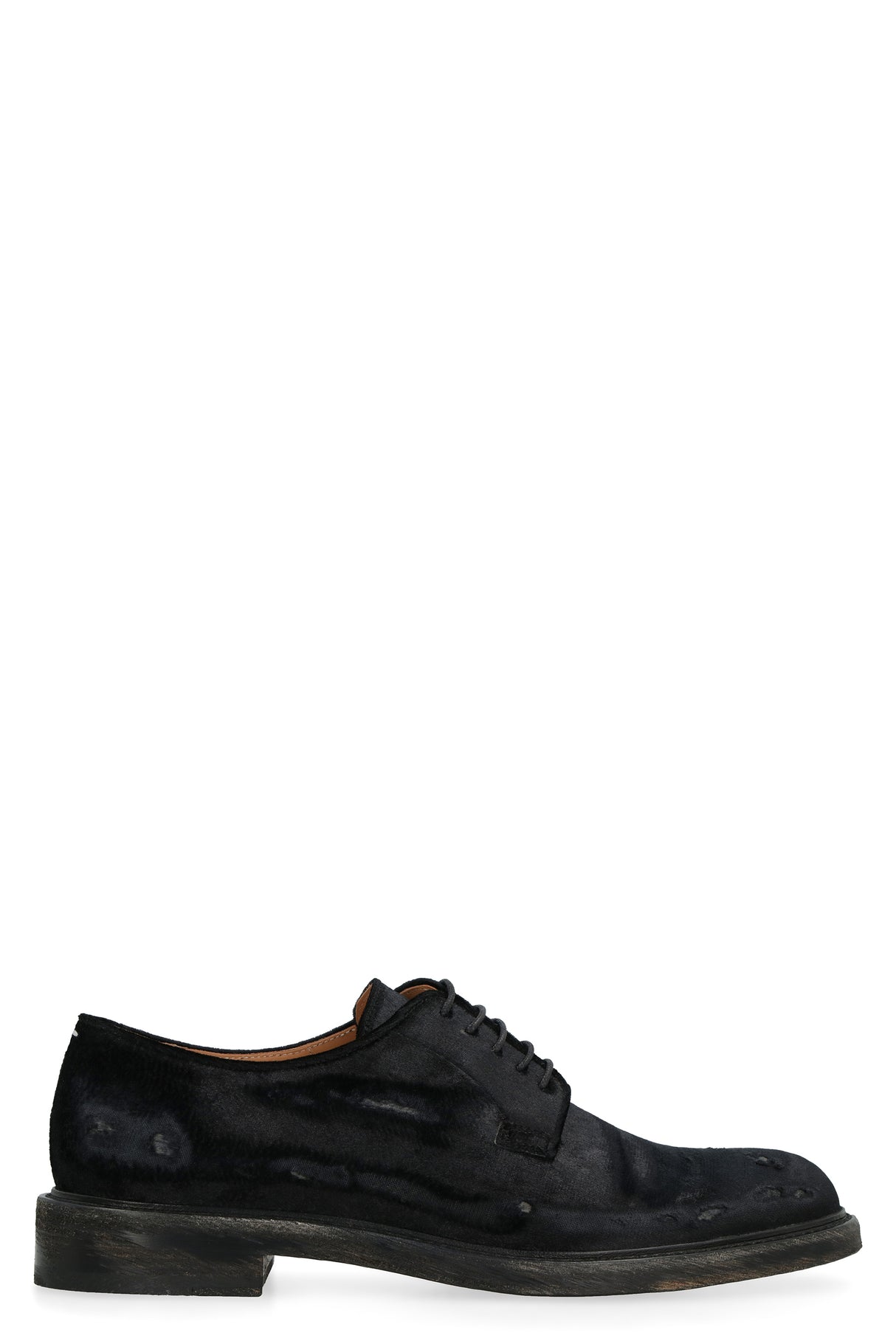 MAISON MARGIELA Black Chenille Lace-Up Dress Shoes for Men