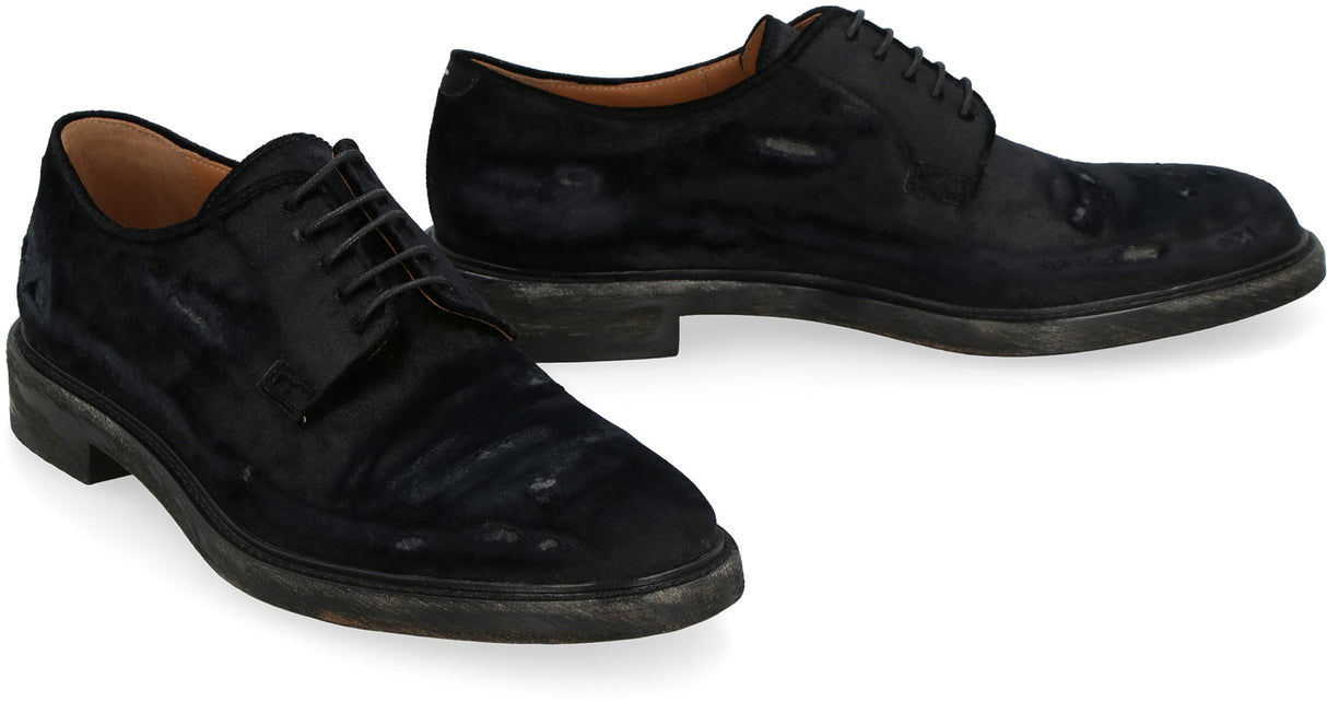 MAISON MARGIELA Black Chenille Lace-Up Dress Shoes for Men