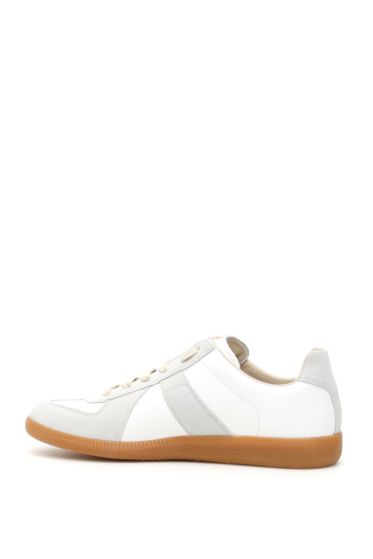 MAISON MARGIELA Men's Leather Sneakers with Suede Inserts and Signature Stitch - SS24