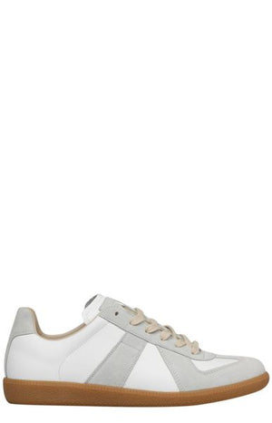 MAISON MARGIELA Men's Leather Sneakers with Suede Inserts and Signature Stitch - SS24