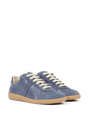 MAISON MARGIELA Men's Leather Sneakers with Suede Inserts and Signature Stitch - SS24