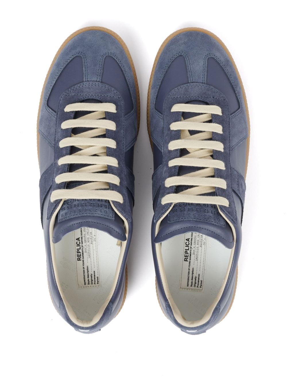 MAISON MARGIELA Men's Leather Sneakers with Suede Inserts and Signature Stitch - SS24